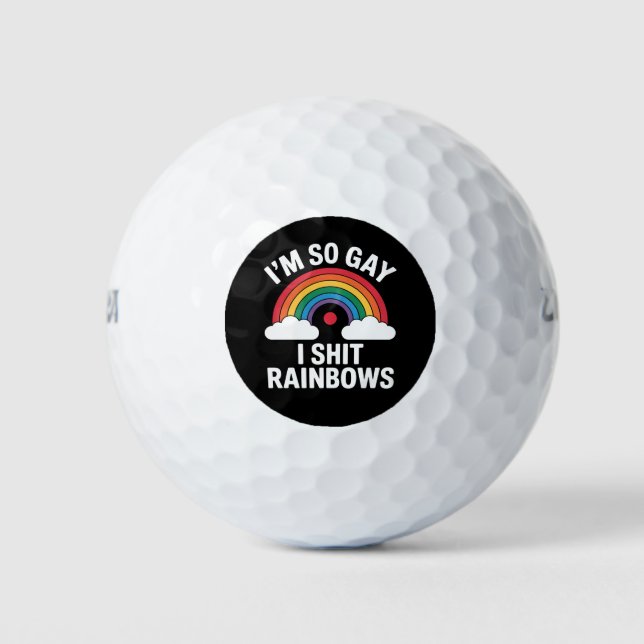 I'm So Gay Rainbows Funny LGBTQ Pride Ally Golf Balls (Front)