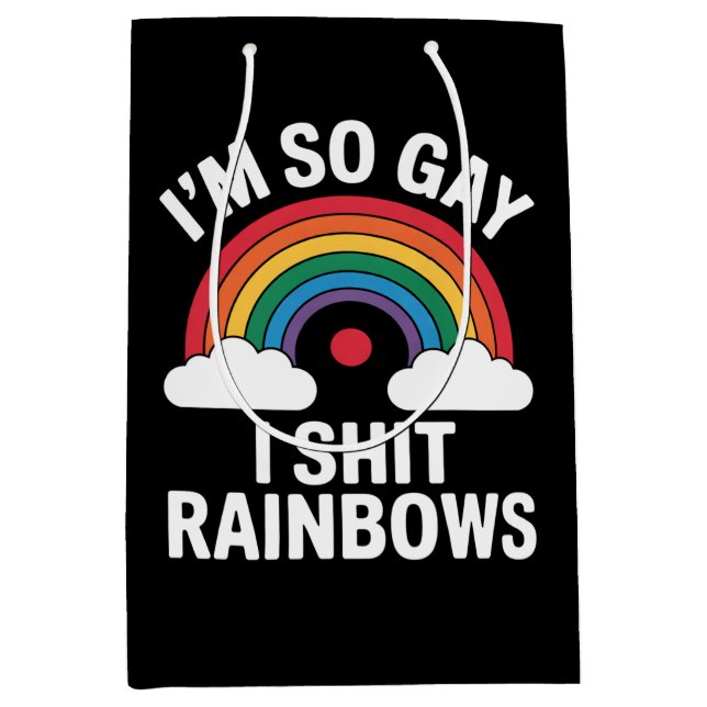 I'm So Gay Rainbows Funny LGBTQ Pride Ally Medium Gift Bag (Front)