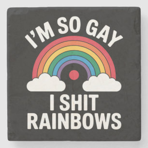 I'm So Gay Rainbows Funny LGBTQ Pride Ally Stone Coaster