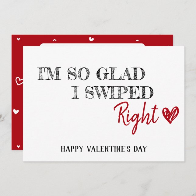 Im so glad I swiped right fun romantic Dating Card (Front/Back)