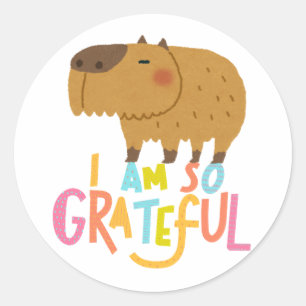 I'm So Grateful Cute Capybara Sticker, Gift Label