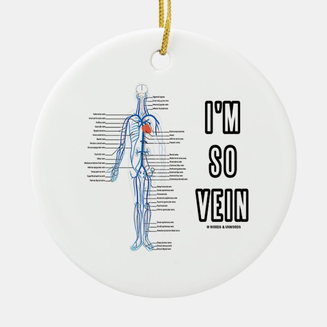 I'm So Vein (Circulatory System Anatomy Veins) Ceramic Tree Decoration (Front)