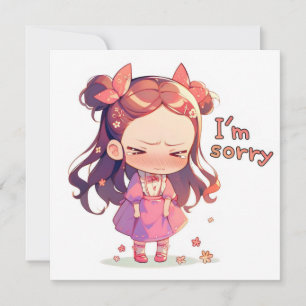 I'm Sorry Anime Cry Girl Holiday Card