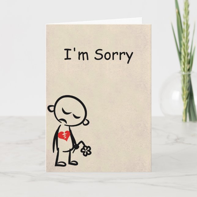 I'm Sorry. Broken Heart Card. Card (Front)