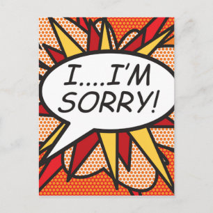 I'M SORRY Fun Retro Comic Book Pop Art Postcard