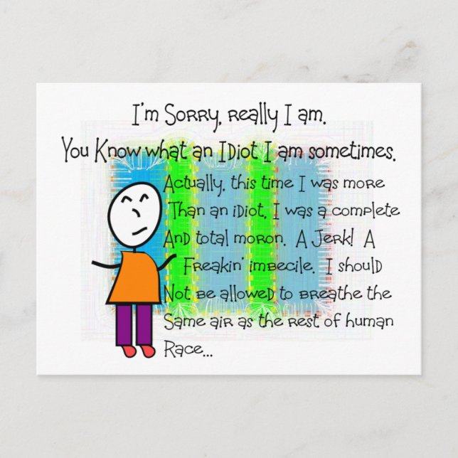 "I'm Sorry" Hilarious greeting card (Front)