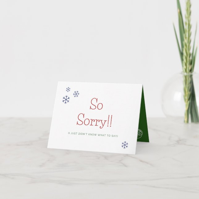 I'm Sorry Humorous Grief Christmas Card (Front)