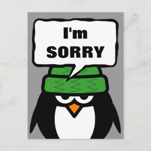 I'm sorry message postcard funny penguin cartoon