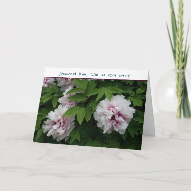 I'm Sorry Please Forgive Me Peonies Modern Apology Card (Front)