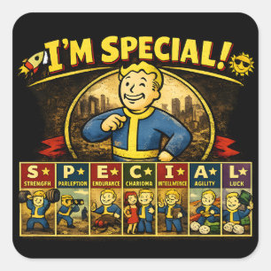 I'm Special Fallout Inspired Stats Mousepad Square Sticker