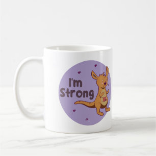 I'm strong Kawaii cute baby Kangaroo brown &purple Coffee Mug