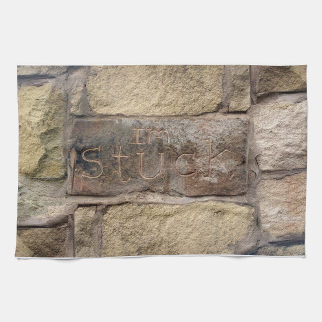 "I'm Stuck" another brick in the wall Tea Towel (Horizontal)