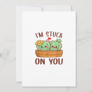 Im Stuck On You Cactus Succulent Valentines Day Cu Holiday Card