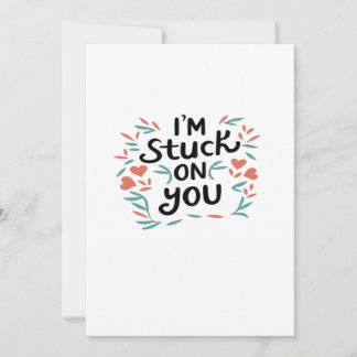 Im Stuck On You Valentines Black Text Minimal Desi Holiday Card