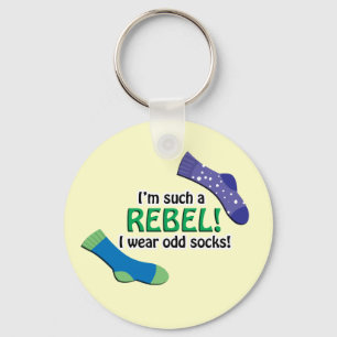 I'm such a rebel, I wear odd socks! Key Ring