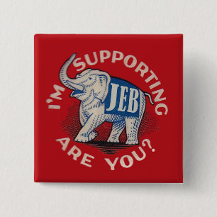 I'm Supporting Jeb 15 Cm Square Badge