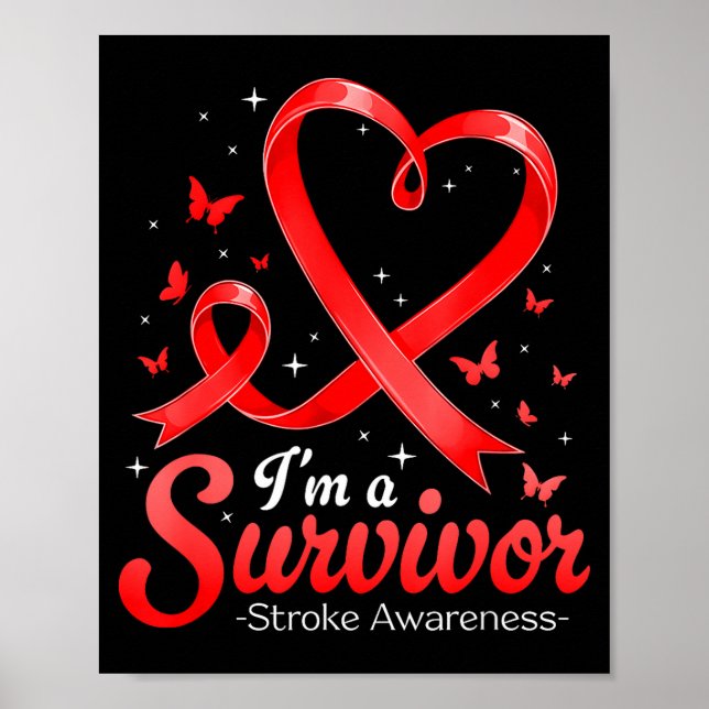 I'm Survivor Stroke Awareness Red Butterfly Poster (Front)