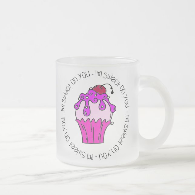 I'm Sweet on You Valentine Frosted Glass Coffee Mug (Right)