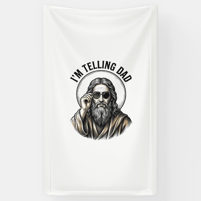 I'm Telling Dad Vintage Engraving Funny Shirt Banner (Vertical)
