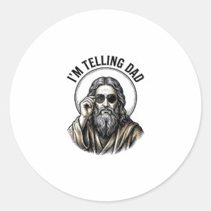 I'm Telling Dad Vintage Engraving Funny Shirt Classic Round Sticker