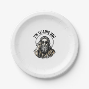 I'm Telling Dad Vintage Engraving Funny Shirt Paper Plate