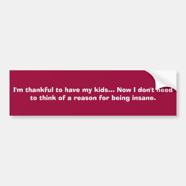 I'm thankful to have my kids... Now I don't nee... Bumper Sticker (Front)