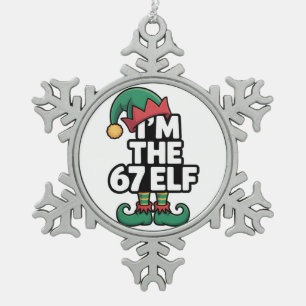 Im The 67 Elf Six Seven Elf Meme Christmas Snowflake Pewter Christmas Ornament
