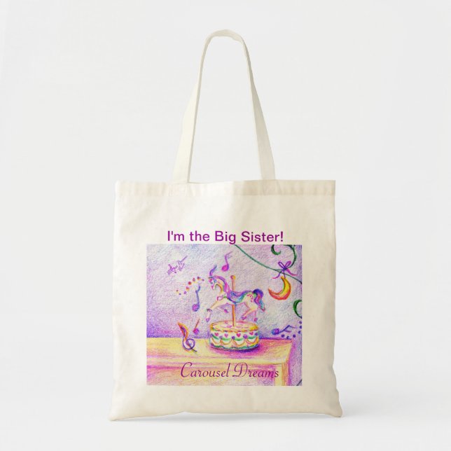 I'm the Big Sister, Carousel Dreams Budget Tote Bag (Front)