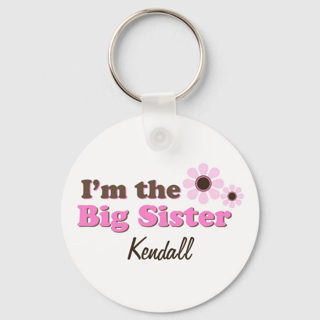 I'm The Big Sister Mod Flowers Personalised Key Ring (Front)