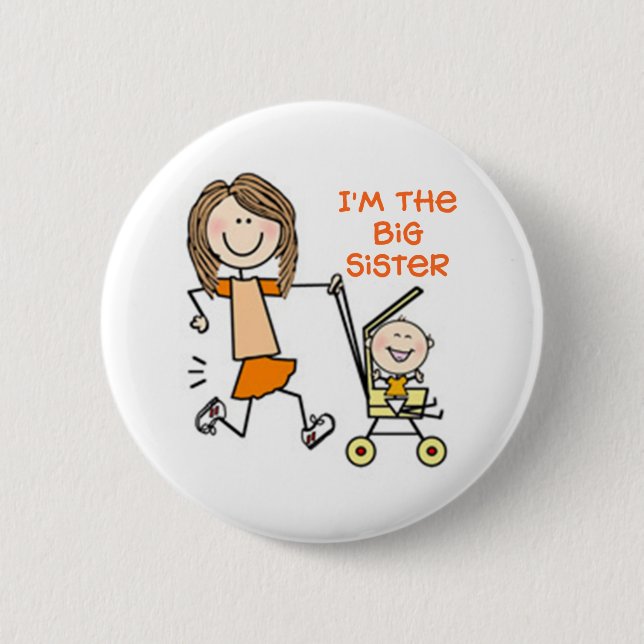 I'm the Big Sister Stick Figure 6 Cm Round Badge (Front)