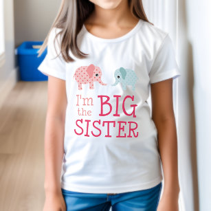 I'm the Big Sister Tee Shirt Cute Elephants Love