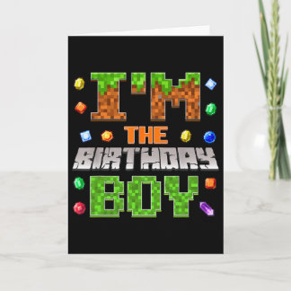 I'm The Birthday Boy Bday Party Video Gamer Pixel  Card