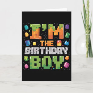 I'm The Birthday Boy Bday Party Video Gamer Pixel  Card