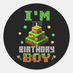 I'm The Birthday Boy Party Video Gamer Pixel Numbe Classic Round Sticker
