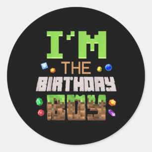 Im The Birthday Boy Party Video Gamer Pixel Number Classic Round Sticker