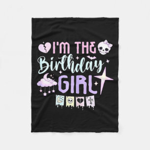 Im the birthday girl pastel goth cute spooky fleece blanket