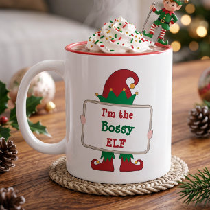 I'm The Bossy Elf Personalised Christmas Elf Coffee Mug