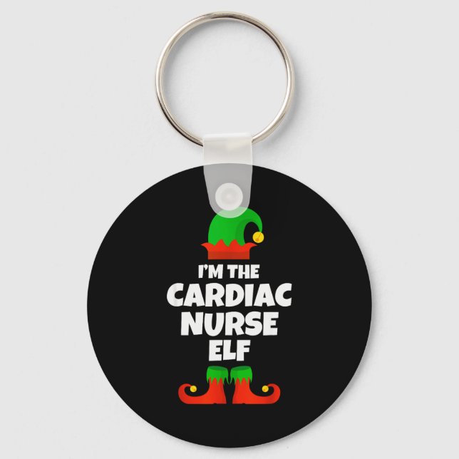 I'm The Cardiac Nurse Elf Family Pajama Christmas  Key Ring (Front)