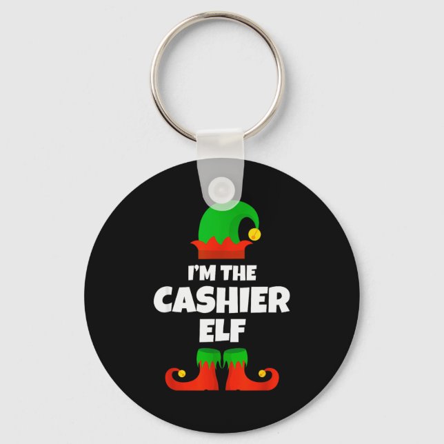 I'm The Cashier Elf Family Pajama Christmas Funny  Key Ring (Front)