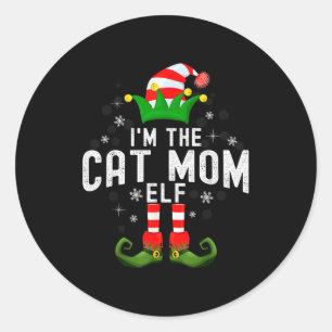 I'm The Cat Mom Elf Christmas Family Pjs Costume Classic Round Sticker