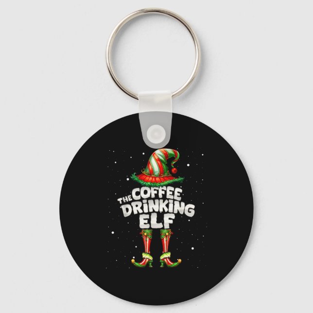 I'm The Coffee Drinking Elf Family Matching Group  Key Ring (Front)