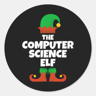 I'm The Computer Science Elf Family Pajama Christm Classic Round Sticker