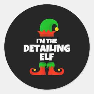 I'm The Detailing Elf Family Pajama Christmas Deta Classic Round Sticker