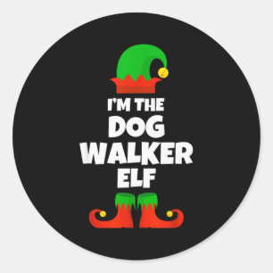 I'm The Dog Walker Elf Family Pajama Christmas Fun Classic Round Sticker