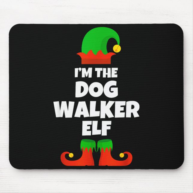 I'm The Dog Walker Elf Family Pajama Christmas Fun Mouse Pad (Front)