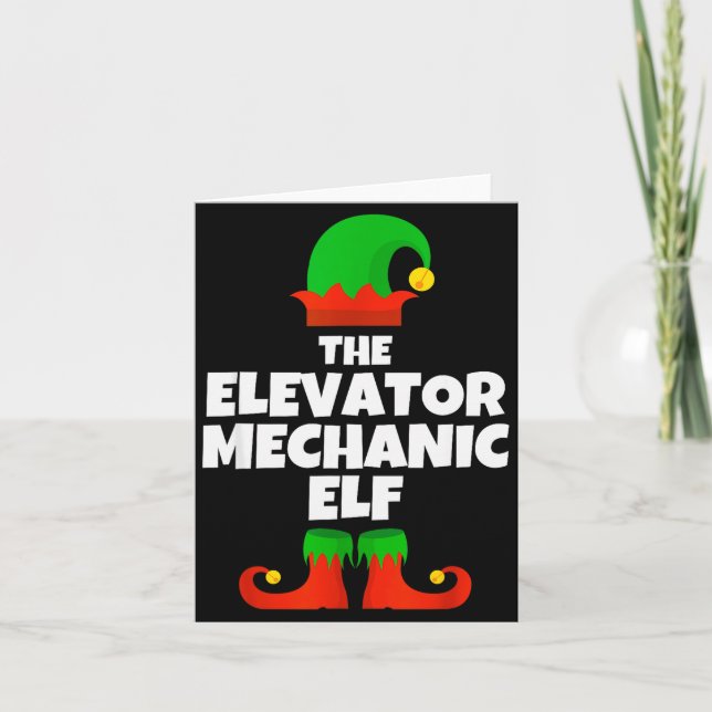 I'm The Elevator Mechanic Elf Family Pajama Christ Card (Front)
