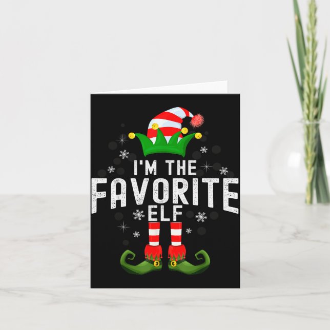 I'm The Favorite Elf Christmas Family Pjs Costume  Card (Front)