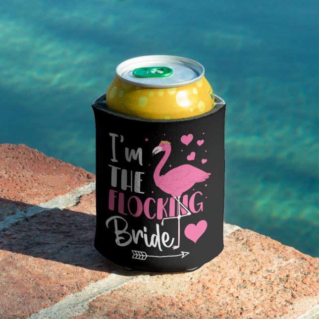 I'm the Flocking Bride Flamingo Bachelorette Party Can Cooler (In Situ Pool)