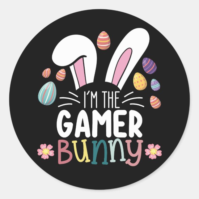 I'm The Gamer Bunny Gaming Easter Matching Classic Round Sticker (Front)