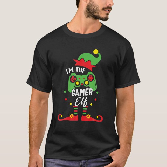 I'm The Gamer Elf Funny Matching Family Christmas T-Shirt (Front)